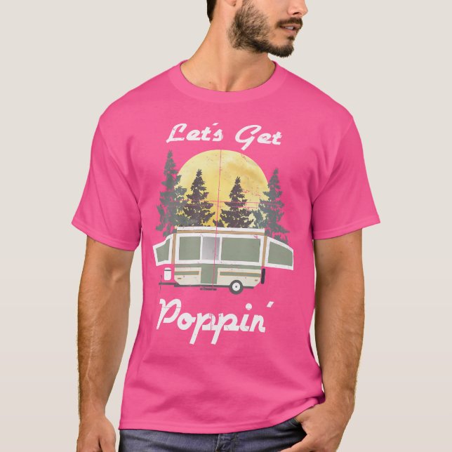 Camiseta Engraçado Acampamento Rv Pop-up Tent Trailer Outdo (Frente)