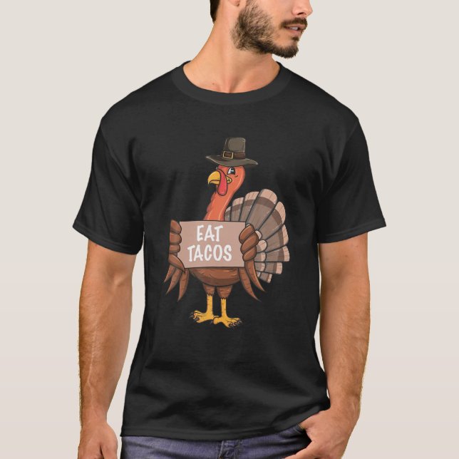 Camiseta Engraçado Ação de Graças A Turquia Comeu Tacos (Frente)