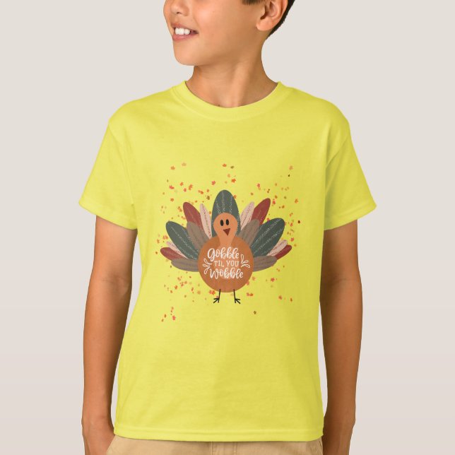 Camiseta Engraçado Ação de Graças à Turquia na Família Fall (Frente)