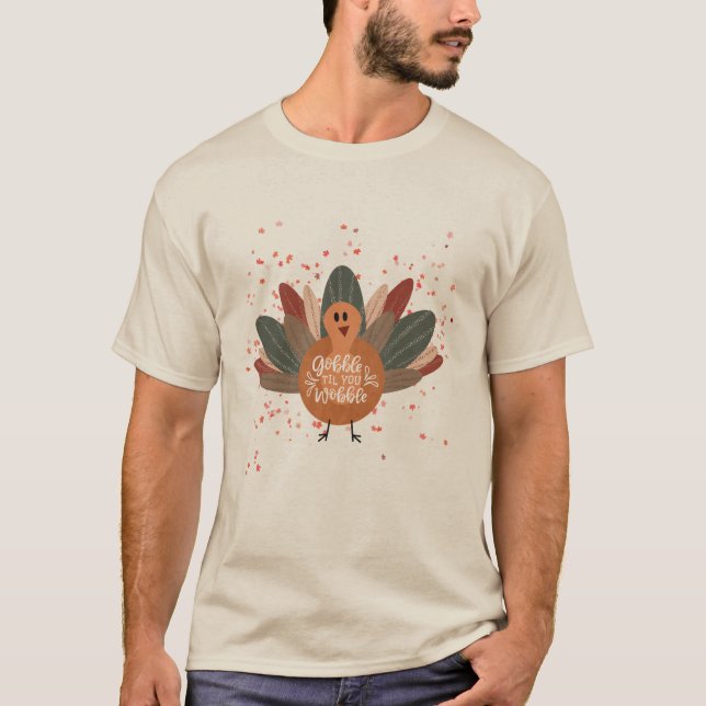Camiseta Engraçado Ação de Graças à Turquia no outono (Frente)
