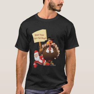Camiseta Engraçado Ação De Graças Esperar Sua Vez De Gato E