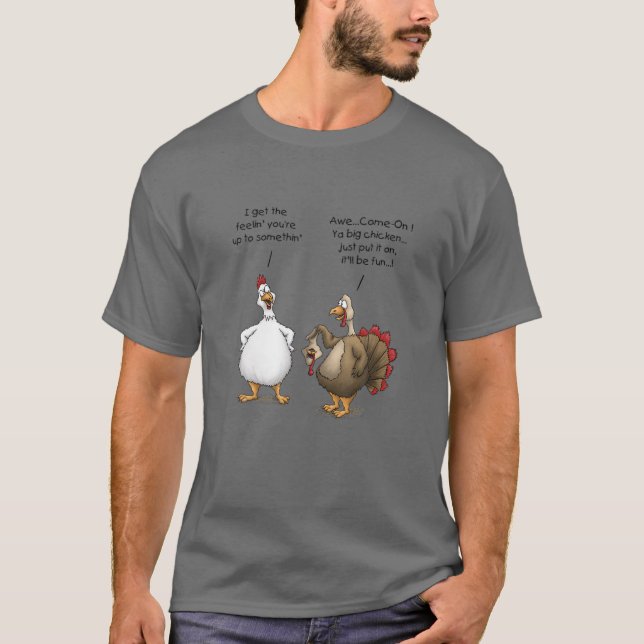 Camiseta Engraçado Ação de Graças Grande Frango Será Divert (Frente)