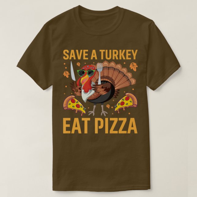 Camiseta Engraçado Ação de Graças Tee Save a Turkey Coma Pi (Frente do Design)