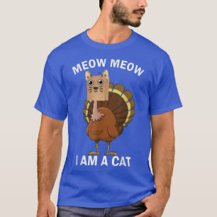 Camiseta Engraçado Ação de Graças Turquia Gato de Miau Figu