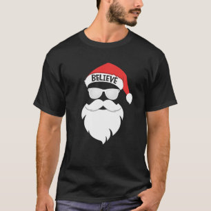 Camiseta Engraçado Acredite em Santa Hat Branca, Crianças