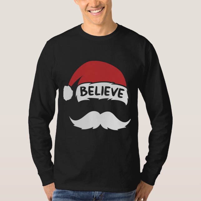 Camiseta Engraçado Acredite em Santa Hat Crianças Brancas d (Frente)