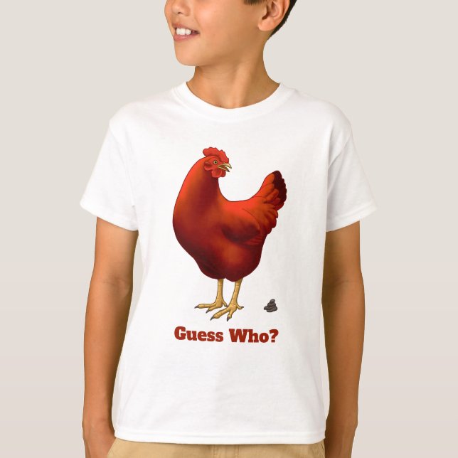 Camiseta Engraçado Adivinha Quem Chicken Poo Red Hen (Frente)