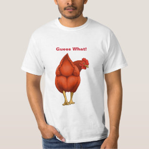 Camiseta Engraçado Adivinhe Que Frango Bumbum Vermelho