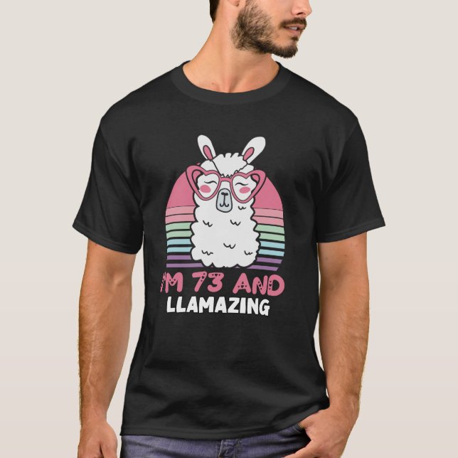 Camiseta Engraçado Adorável Llama 73º Presente De Aniversár (Frente)