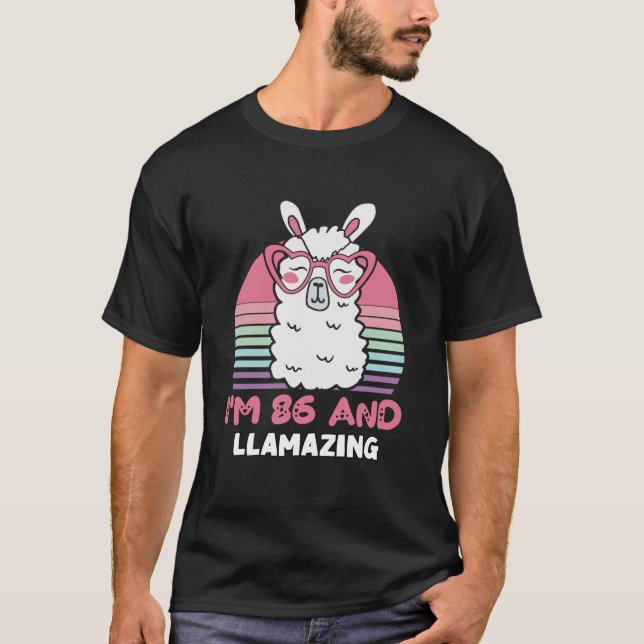 Camiseta Engraçado Adorável Llama 86º Presente De Aniversár (Frente)