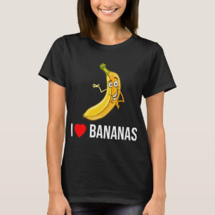 Camiseta Engraçado Adoro Bananas Coração Banana Fruta Tropi