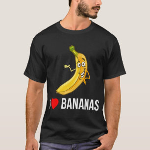 Camiseta Engraçado Adoro Bananas Coração Banana Fruta Tropi