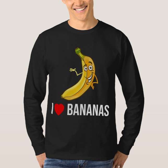 Camiseta Engraçado Adoro Bananas Coração Banana Fruta Tropi (Frente)