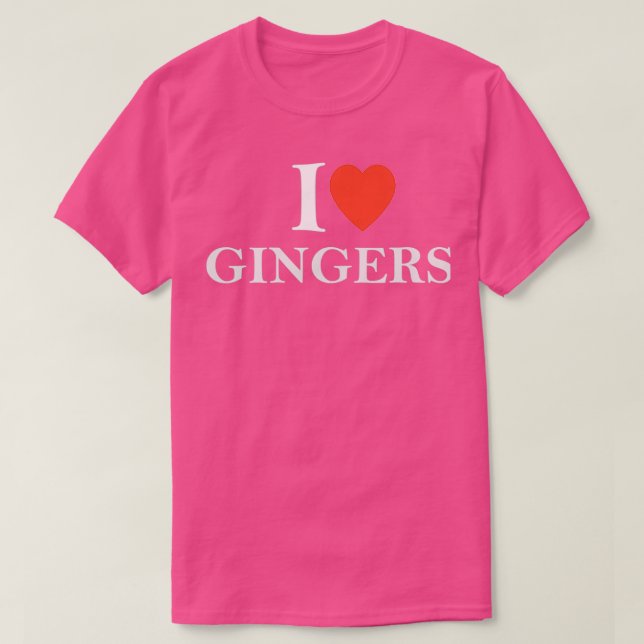 Camiseta Engraçado, Adoro Gingers Coração Cabeça Vermelha C (Frente do Design)