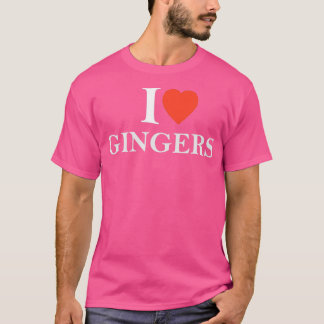 Camiseta Engraçado, Adoro Gingers Coração Cabeça Vermelha C