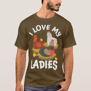 Camiseta Engraçado Adoro Minhas Senhoras Galinhas Fazendeir