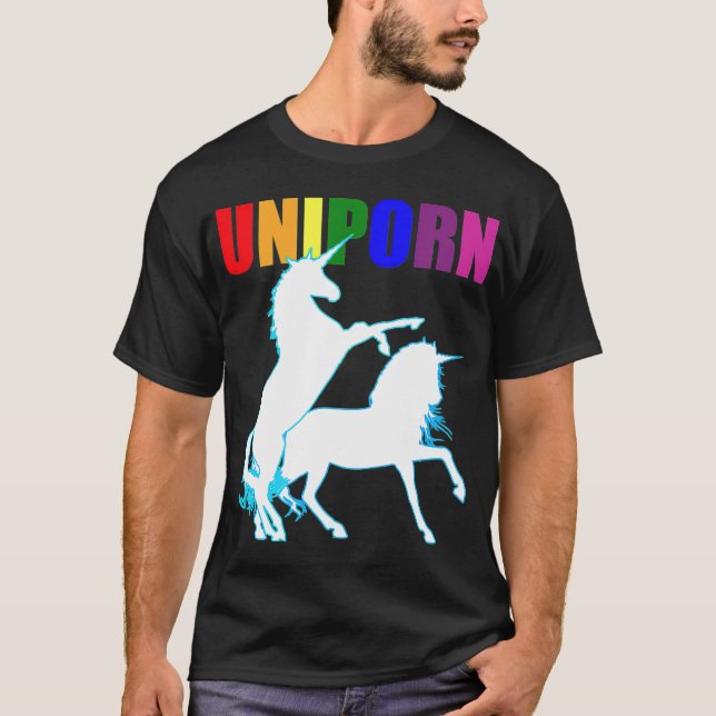 Camiseta Engraçado Adulto Gay Sujo Unicórnio Inapropriado (Frente)