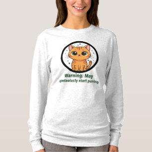 Camiseta Engraçado Advertência De Purgue De Gato Longo