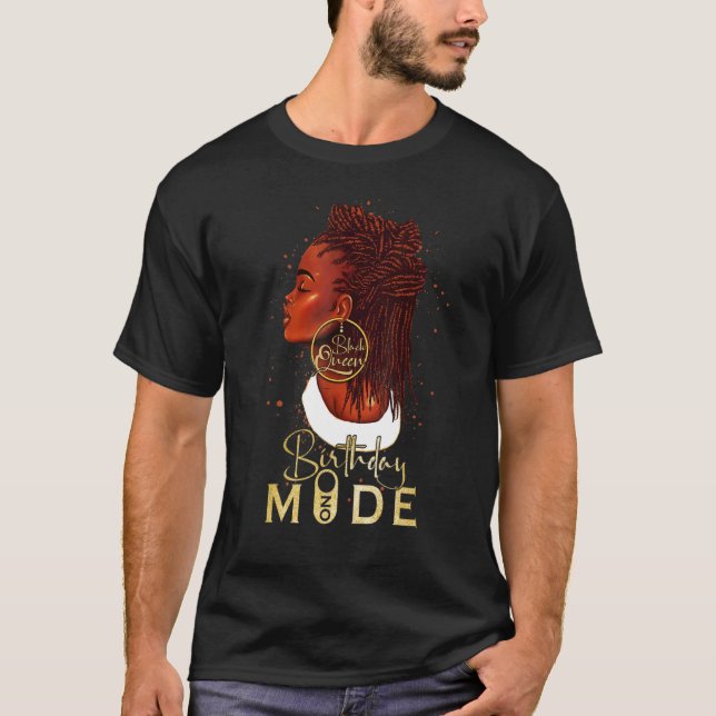 Camiseta Engraçado Afro Bloqueia A Menina No Modo De Aniver (Frente)