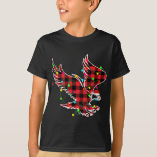 Camiseta Engraçado Águia Natal Árvore Vermelha Xadrezes Xma
