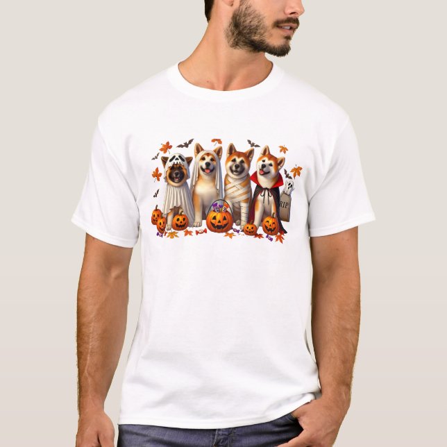 Camiseta Engraçado Akita Halloween Dog Lover (Frente)