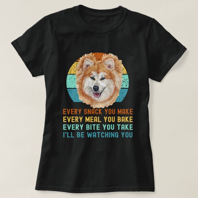 Camiseta Engraçado Akita Inu ou Cachorro Kuma Inu Cada lanc (Frente do Design)