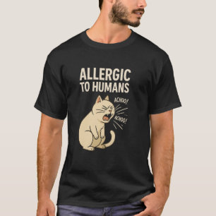 Camiseta Engraçado Alérgico a Humanos Catarrento Gato Piada
