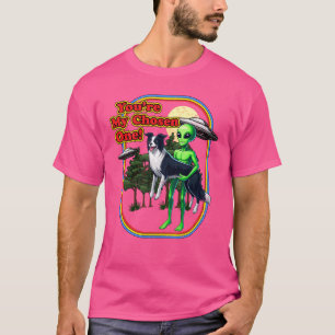 Camiseta Engraçado Alienígena Collie Você é Escolhido Um OV