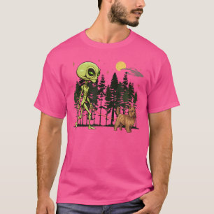 Camiseta Engraçado Alienígena de Testemunho Andando Ufo Pet