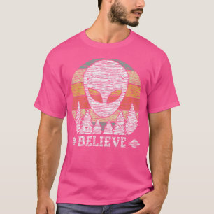 Camiseta Engraçado Alienígena Vintage Ufo Acredita