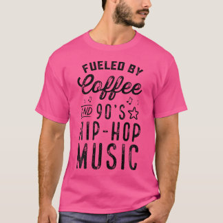 Camiseta Engraçado Alimentado Por Café E Rap De Música Hip