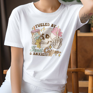Camiseta Engraçado Alimentado por Café Forçado E Ansiedade