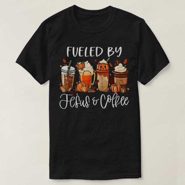 Camiseta Engraçado Alimentado Por Obrigados Do Cafeine Jesu (Frente do Design)