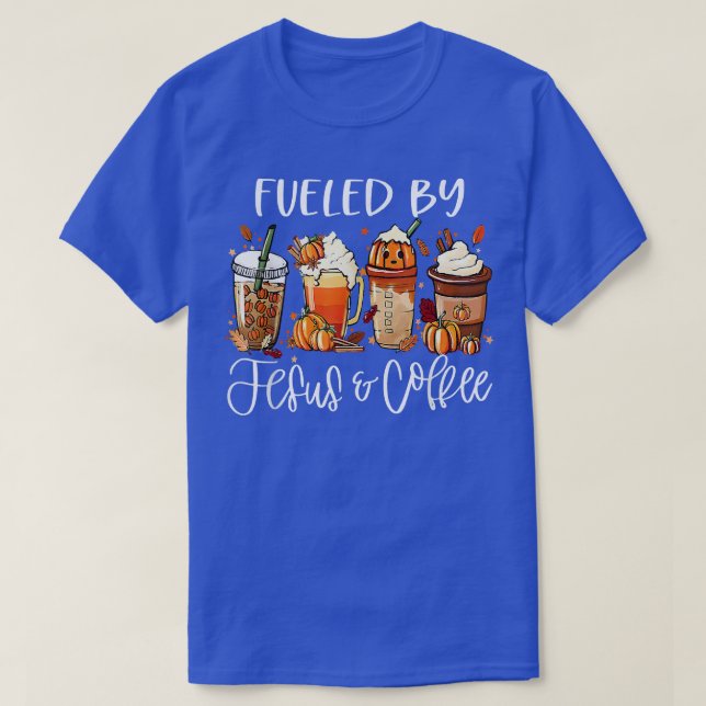 Camiseta Engraçado Alimentado Por Obrigados Do Cafeine Jesu (Frente do Design)
