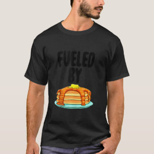 Camiseta Engraçado Alimentado Por Pancake Lover Tee Foodie