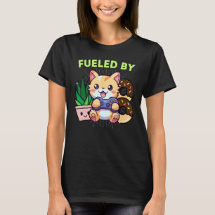 Camiseta Engraçado Alimentado Por Plantas De Gato Gamer Jog