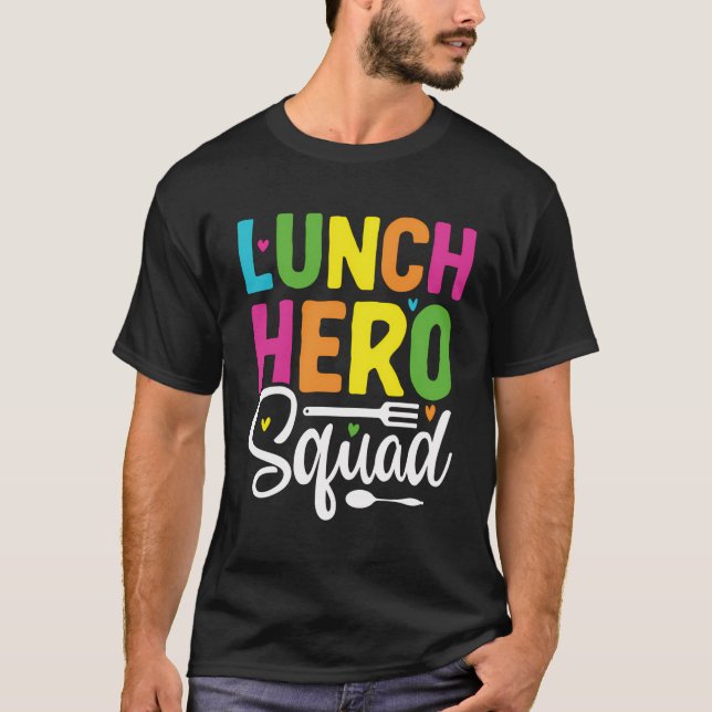 Camiseta Engraçado Almoço Hero Squad School Lunch Lady Squa (Frente)