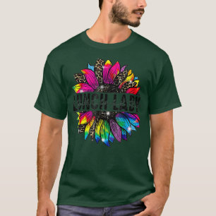 Camiseta Engraçado Almoço Lady Sunflower Lepard Tie Dye De