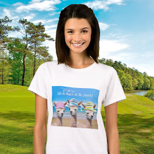 Camiseta Engraçado Alpacas na praia, sua mensagem