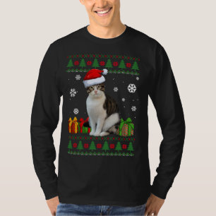 Camiseta Engraçado Ama Gato Bonito Gato Papai Noel Feliz Na