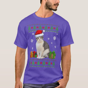 Camiseta Engraçado Ama Gato Bonito Gato Papai Noel Feliz Na