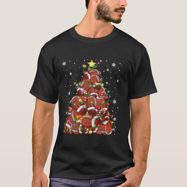 Camiseta Engraçado American Football Tree Lights Chri (Frente)