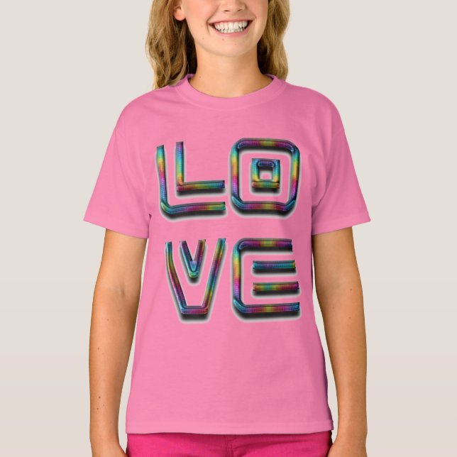 Camiseta Engraçado Amor Texto Tipografia Arco-Íris Apenas (Frente)