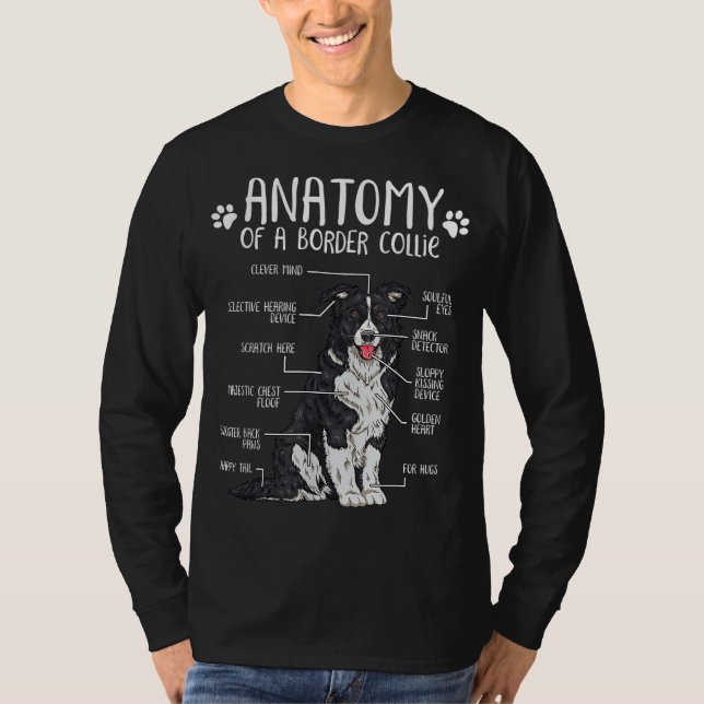 Camiseta Engraçado Anatomia Borda Collie Cachorro (Frente)