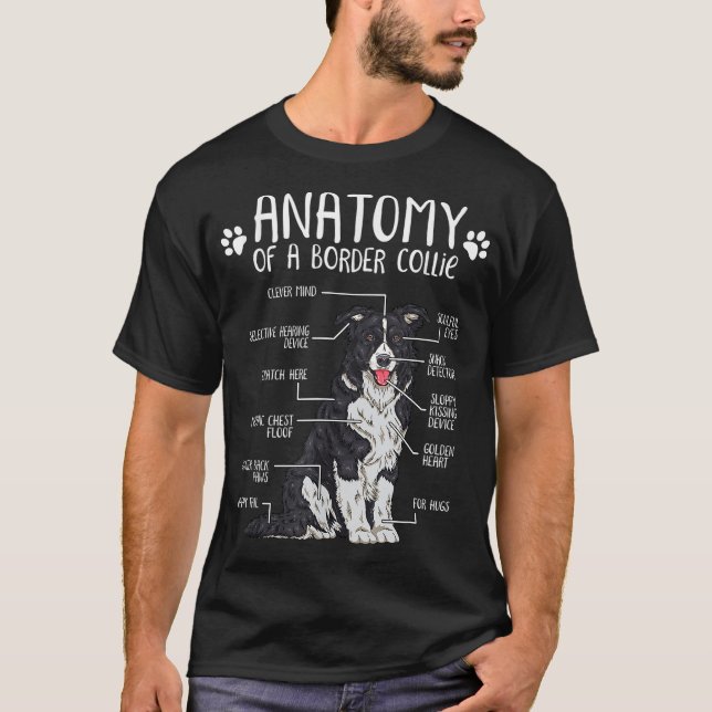 Camiseta Engraçado Anatomia Borda Collie Cachorro (Frente)