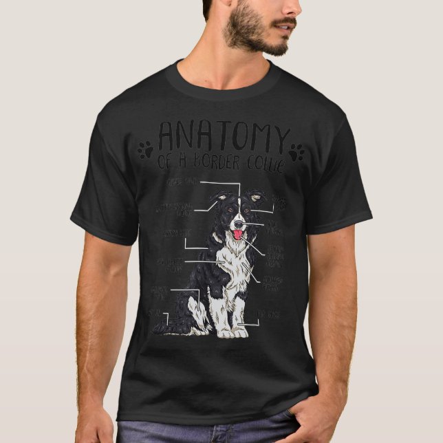 Camiseta Engraçado Anatomia Borda Collie Dog Gift (Frente)