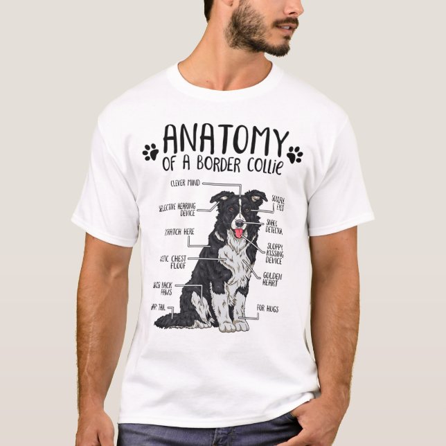 Camiseta Engraçado Anatomia Borda Collie Dog Gift (Frente)
