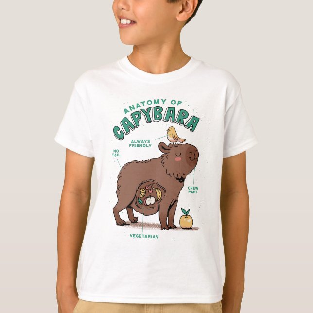 Camiseta Engraçado Anatomia Capybara (Frente)