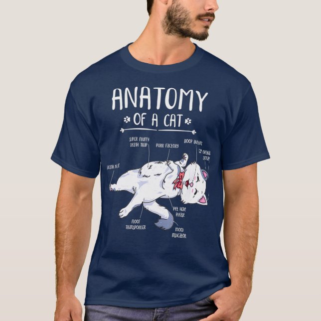 Camiseta Engraçado Anatomia Gato Gatinho Gatinho Gatinho Pr (Frente)