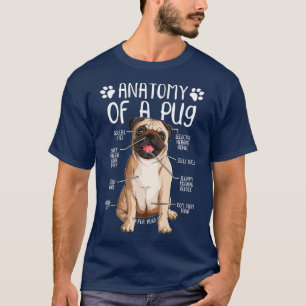 Camiseta Engraçado Anatomia Pug Dog Pug Lover